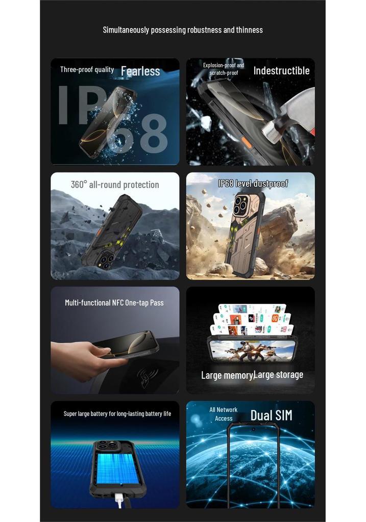 S17Ultra 6,8-дюймовый водонепроницаемый смартфон IP68 с NFC, инфракрасным портом, ударопрочной конструкцией и увеличенным временем ожидания