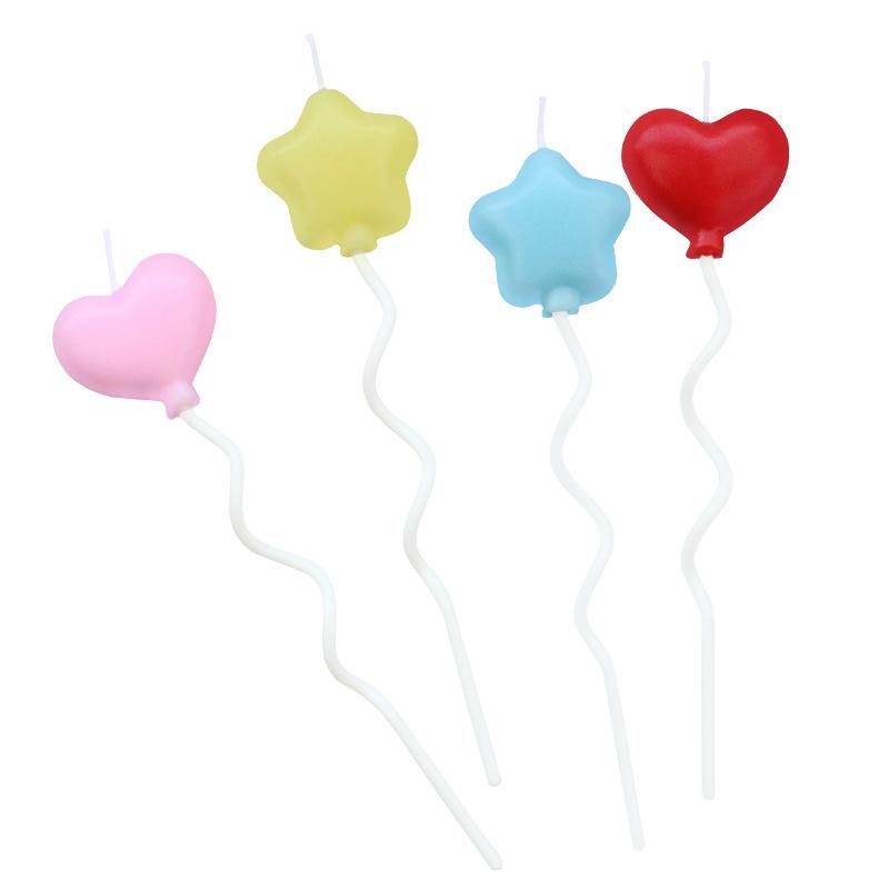 New Birthday Cake Candle Ins Style Retro Love Five-pointed Star Twist Candle Colorful Cartoon Balloon Candle