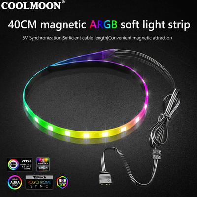 Coolmoon CM-LS40 40 см 5 В ARGB светодиодная лента SATA 3-контактная световая планка для корпуса ПК, RGB-лента для материнской платы с контроллером
