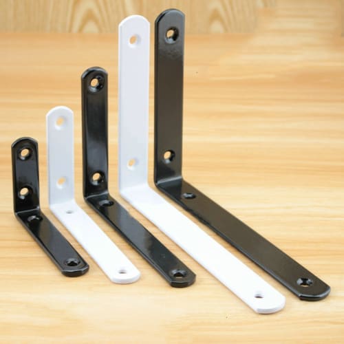 KKlewu Shelf Brackets, 4mm Thick, L-Shaped, Set of 4, for Iron Single Shelves (White, 123x80mm)