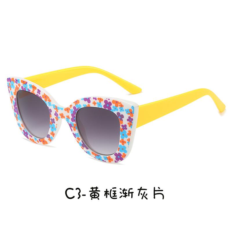 New Fashionable Cat Eye Children's Sunglasses 115 Personalized Frame Printed Girl Cute Decoration Versatile Sunshade Mirror