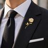 Polished Finish Rose Flower Brooch Metal Suit Coat Badge Luxury Lapel Pins  Women Men
