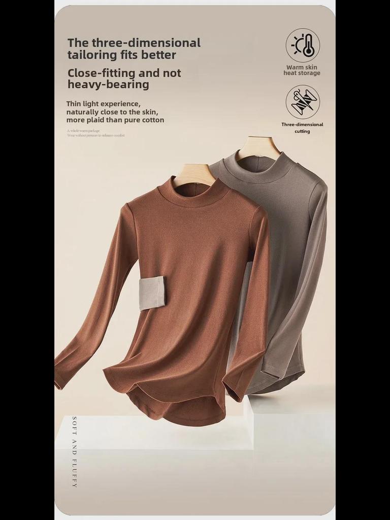 Maternity High Collar Velvet Top for Winter - Women's Thin Sweater for Pregnancy