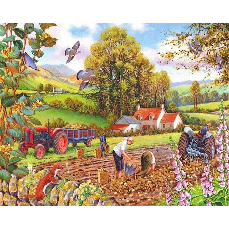 Алмазная вышивка Здания Пейзаж Набор для вышивки крестом Полная круглая алмазная живопись Мозаика Домашний декор