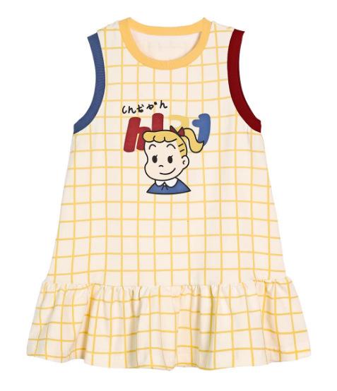 Summer Cartoon Girl Sporty Gray Tank Dress