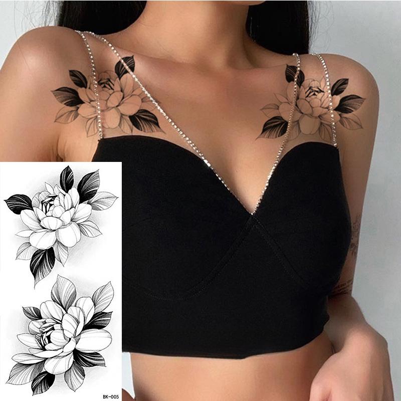 Dark Butterfly Sexy Waterproof Temporary Tattoo Sticker India Women Back Waist Flash Tatoo Girl Body Art Fake Tattoos Realistic