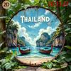 Круглая жестяная табличка 'D plane Circular Thailand' металлическая, дизайн в стиле путешествий, настенное искусство, подходит для дома, гостиной или тематического оформления путешествий