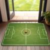 1pc Soccer Field Mat Suitable for Home Decor, Non-Slip Machine Washable with Soccer Pitch Design, Green Grass Indoor Floor Mat, Soccer Theme for Room,