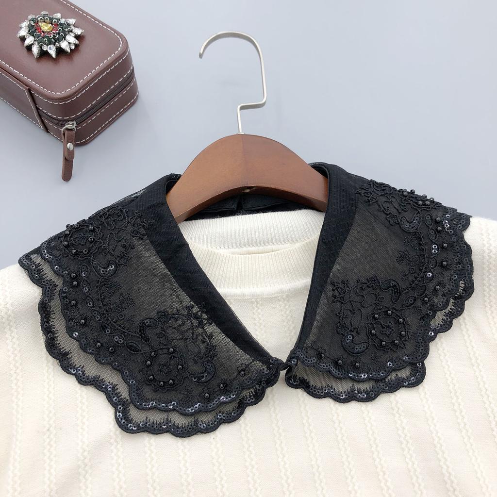 Lace Floral Fake Collar for Women Shirt Detachable Collar Shoulder Wraps Female False Collar Neckwear Clothing Accessories