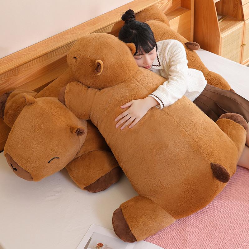 Giant Cute And Charming Capybara Plush Doll Floor Mat Tall Superior Quality Animal Brown Capybara Plush Carpet Home Decor Present Designed For Boys