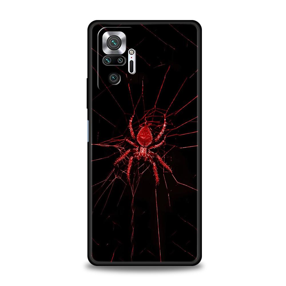 Черный Чехол-Паутина для Телефона Xiaomi Redmi Note 14 5G 13 12 10 11 Pro Plus 4G 14C 13C 12C 10C 9C Мягкий TPU Чехол