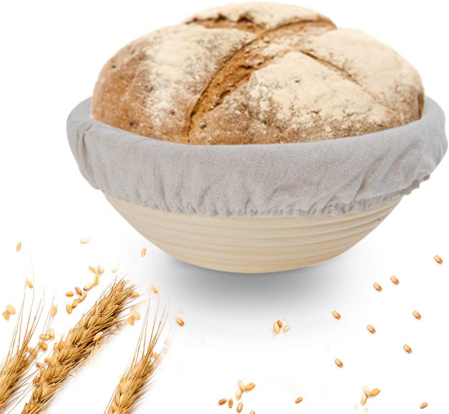 Bread Proofing Basket 9 Inch Round Bread Proofing Basket Box With Bread Linen Cloth For Professional Home Sourdough Bread Baking
