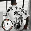 Винтажная Оверсайз Аниме Футболка Мужская One Piece Луффи Женская С Коротким Рукавом Летний Повседневный Топ Стритвир Мультяшный Принт Одежда Y2k