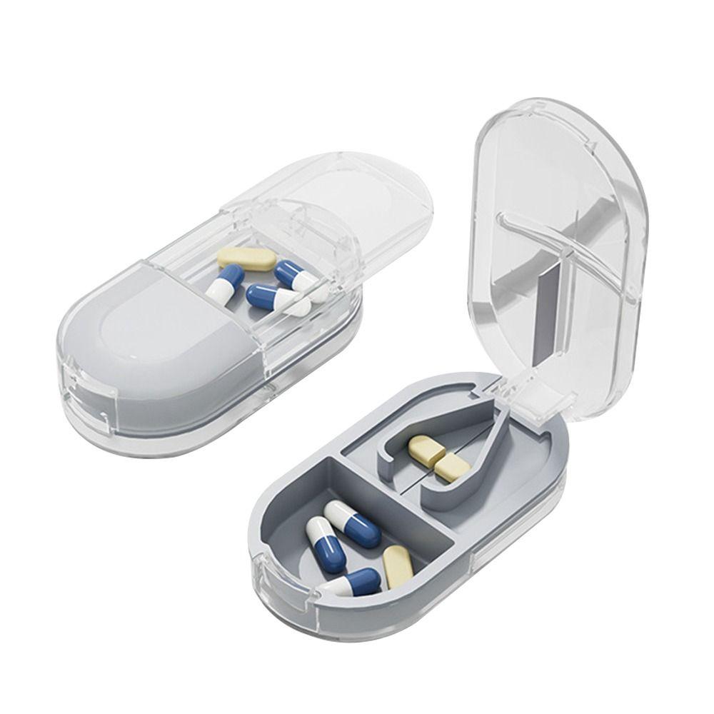Portable Medicine Splitter Box 2 In 1 Powder Tablet Grinder Travel Medicine Pill Box Pills