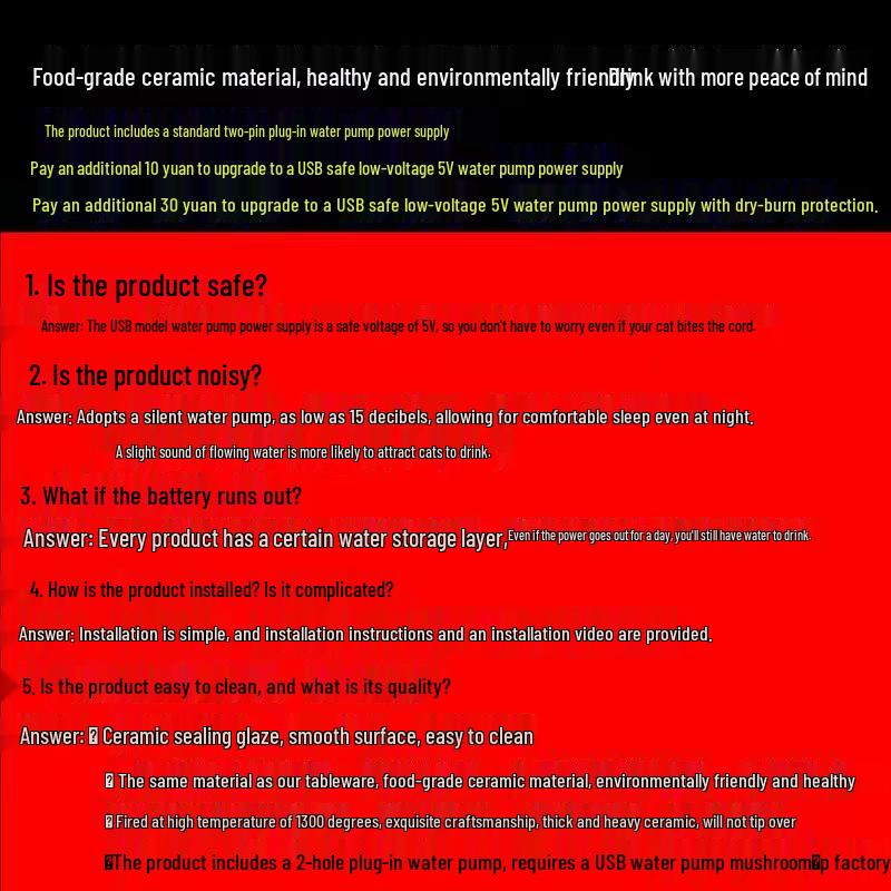 Керамическая Автоматическая Поилка для Животных - Динамичная Циркулирующая Чаша для Кошек и Собак, Не Требует Подключения к Сети