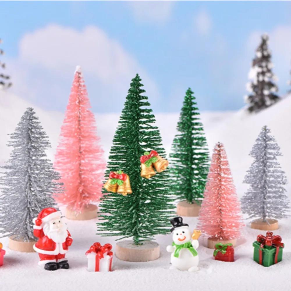 1 PC Artificial Christmas Tree Figurine Sisal Silk Cedar Pine Tree Mini Miniature Micro Landscape New Fairy Garden Decor