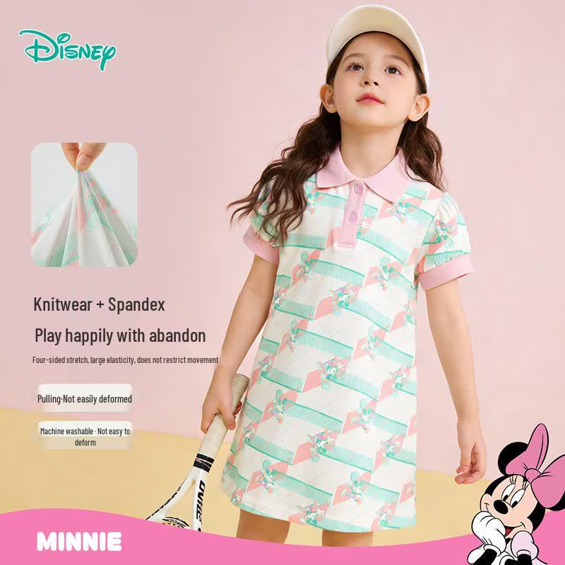 Disney Летнее платье с коротким рукавом и мультяшным принтом для девочек