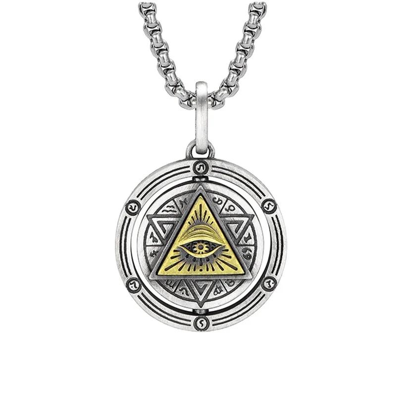 Rotating Eye of Horus Necklace for Men Retro Egyptian Amulet Pendant
