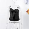 Fashion Sexy Big Bow Sequin Tank Women Sleeveless Backless Zipper Sling Vest Slim Glitter Streetwear Short Top Sweet Cute New Fashion