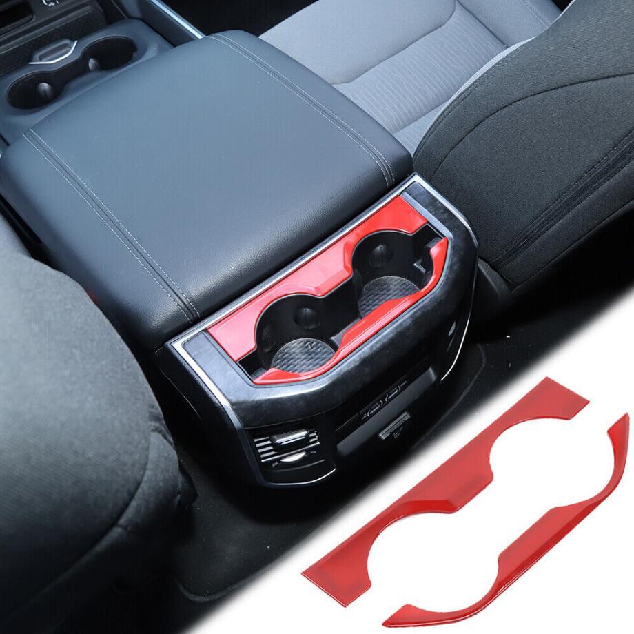Для 2019 - 2024 Dodge RAM 1500 ABS Красная Накладка на Задний Подстаканник Интерьера