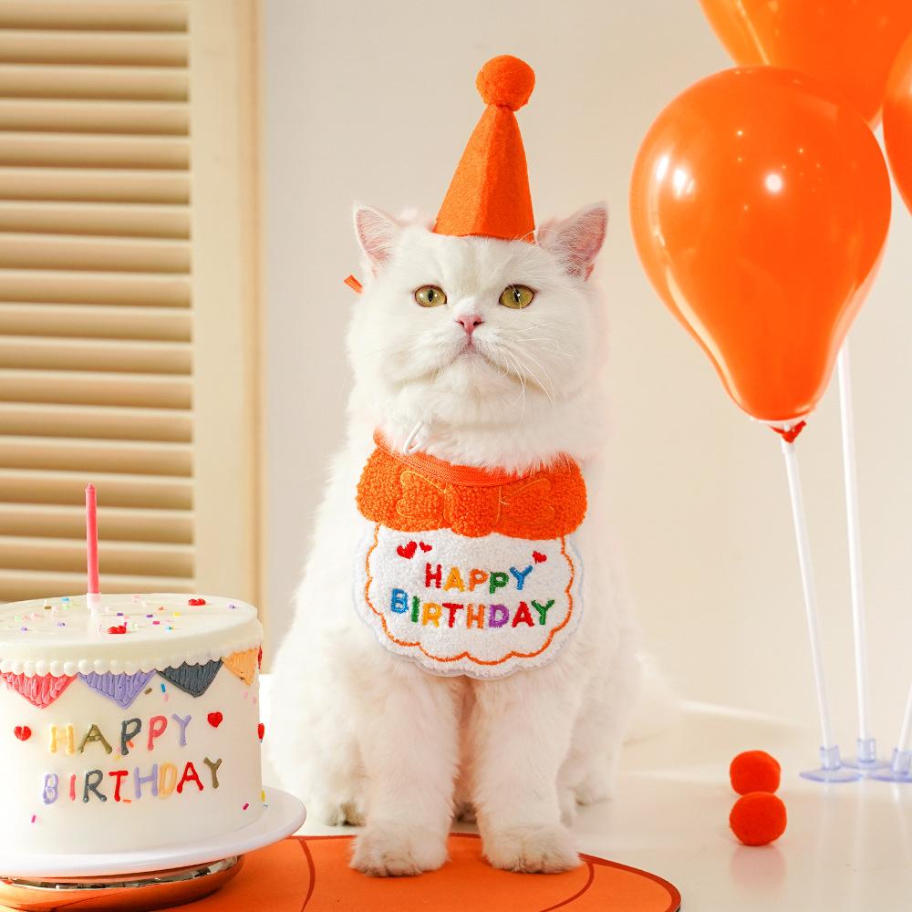 Pet Party Birthday Dress Up Saliva Scarf Bib Scarf Dog Cat Hat Accessories Supplies