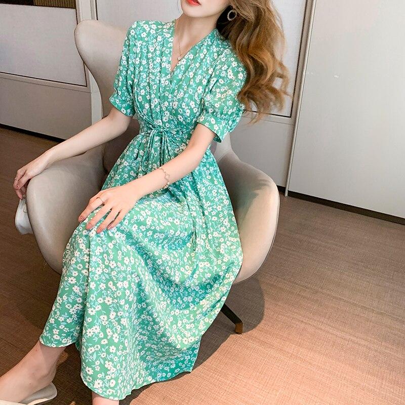 Элегантные вечерние длинные вечерние платья с V-образным вырезом, модное шикарное пляжное платье с цветочным принтом, повседневное летнее платье с короткими рукавами и принтом, халат 22205