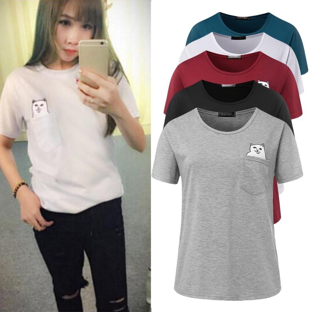 Pure Cotton Casual T Shirt For Men With Cartoon Cat Print Summer Tee