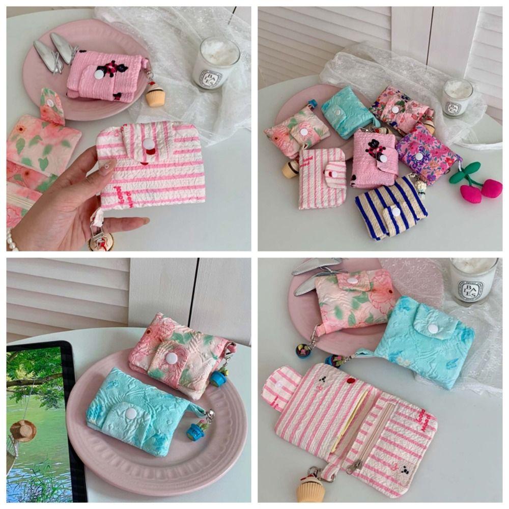 Bear Flower Coin Purse Canvas Cloth Envelope Wallets Simple Mini Cash Wallet  Female