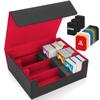 HIMOMO Deck Case Holds 1800 Cards Large Capacity Magnetic Loader For Trading Card Case Case PU Leather Vertical Game Card Includes 3 Sponges with 10