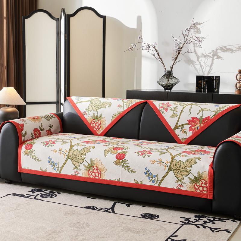 Короткая плюшевая диванная подушка Four Seasons с цифровой печатью, нескользящий кожаный чехол для дивана, новый чехол в американском стиле