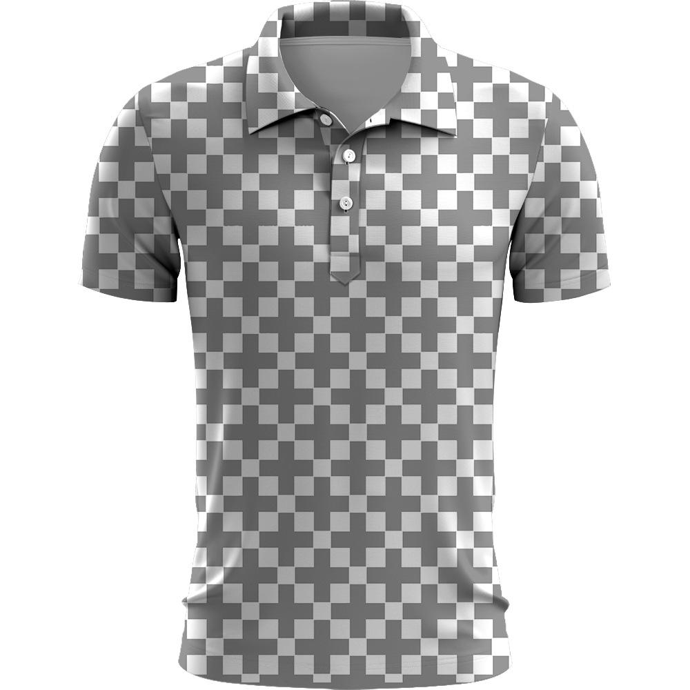 Stylish Checkered Short Sleeve Polo Shirt, Versatile Casual Top for Daily Wear.
