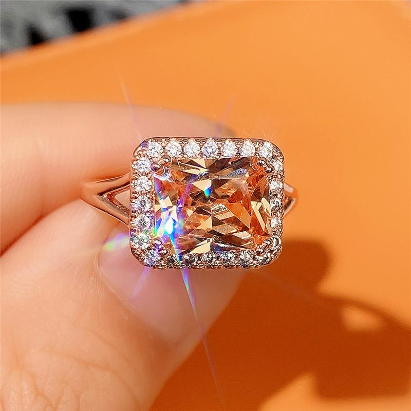 Новое уникальное женское кольцо с фианитом цвета шампанского, простой элегантный дизайн, женское кольцо на годовщину свадьбы, модные ювелирные изделия