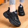 Autumn Brand Women's Shoes Leather Waterproof Casual Shoes Women's Black Lightweight Thick-soled Dad Shoes Soft-soled Non-slip Travel Shoes