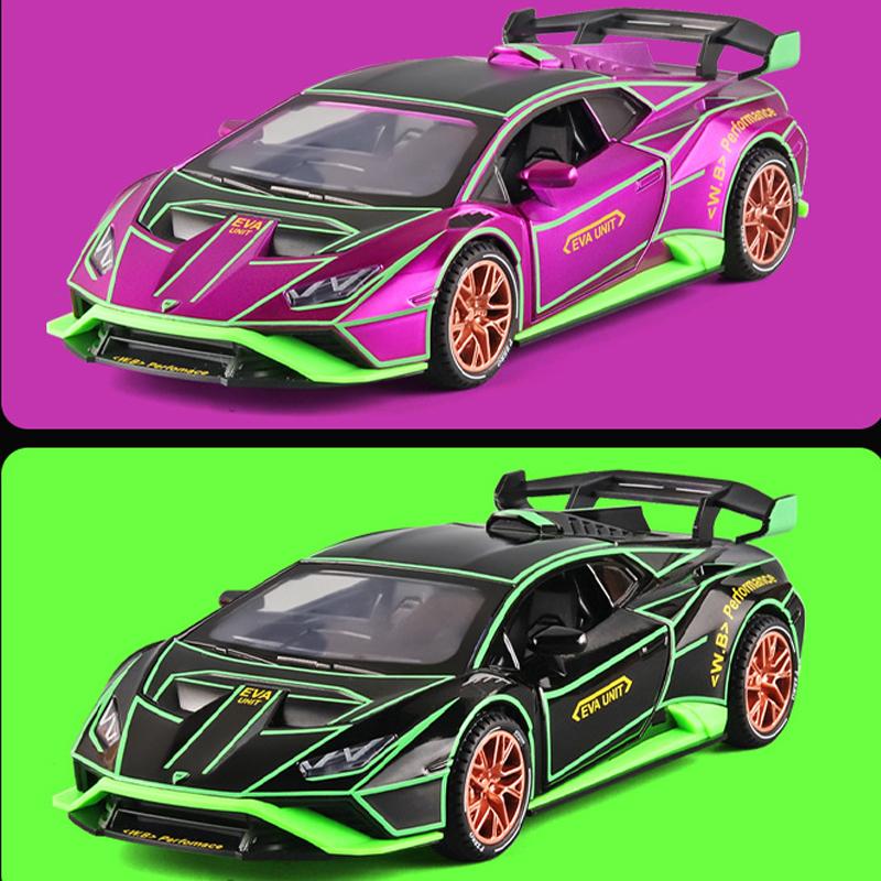 1/24 масштаб Lambo, литая под давлением модель автомобиля, игрушечный автомобиль с откатным механизмом, звуковым светом и распылителем для детей, коллекция подарков для мальчиков и девочек
