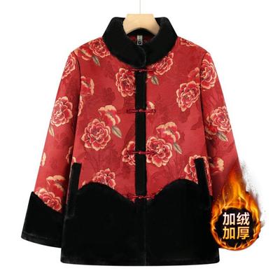 Модная новая меховая большая хлопковая одежда Зимняя одежда Флисовая утолщенная куртка для пожилой женщины Стеганая куртка Теплая хлопковая одежда