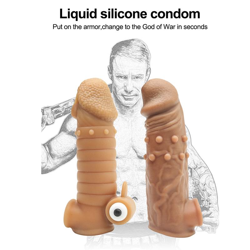 Realistic Condoms For Men Reusable Penis Sleeve For Male Extender Dildo Enhancer Enlargement Condom Male Cock Sex Toys
