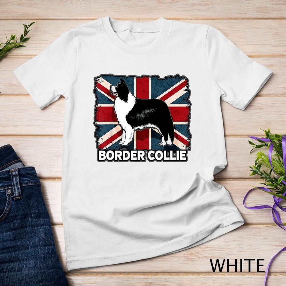 Унисекс Футболка с изображением бордер-колли и флага Великобритании Union Jack