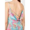 Multi Colored Floral Printed Satin Dress
