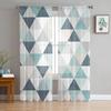 Абстрактные Геометрические Тюлевые Шторы с Треугольниками для Украшения Гостиной Современные Шифоновые Прозрачные Вуалевые Кухонные Спальные Оконные Шторы