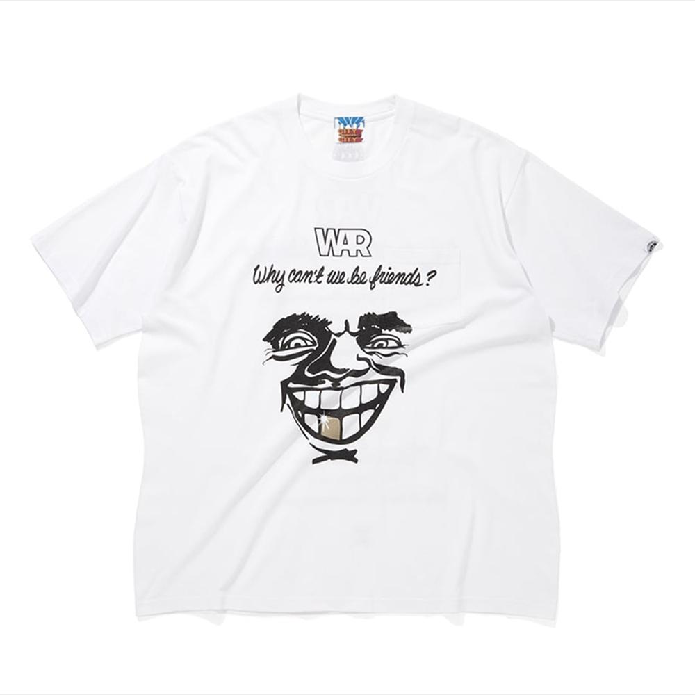 Sitikeonteulisiti X War Хлопковая футболка с коротким рукавом и карманом Why Can'T We Be Friends 002 Белая Унисекс