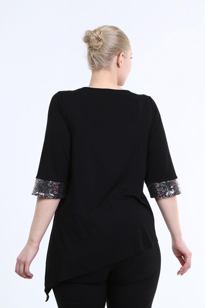 Женская блузка большого размера, асимметричная блузка из чесаного хлопка с блестками