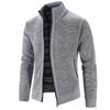 Men's Plush And Thick Knit Sweater Jacket Casual Stand Collar Zipper Coat