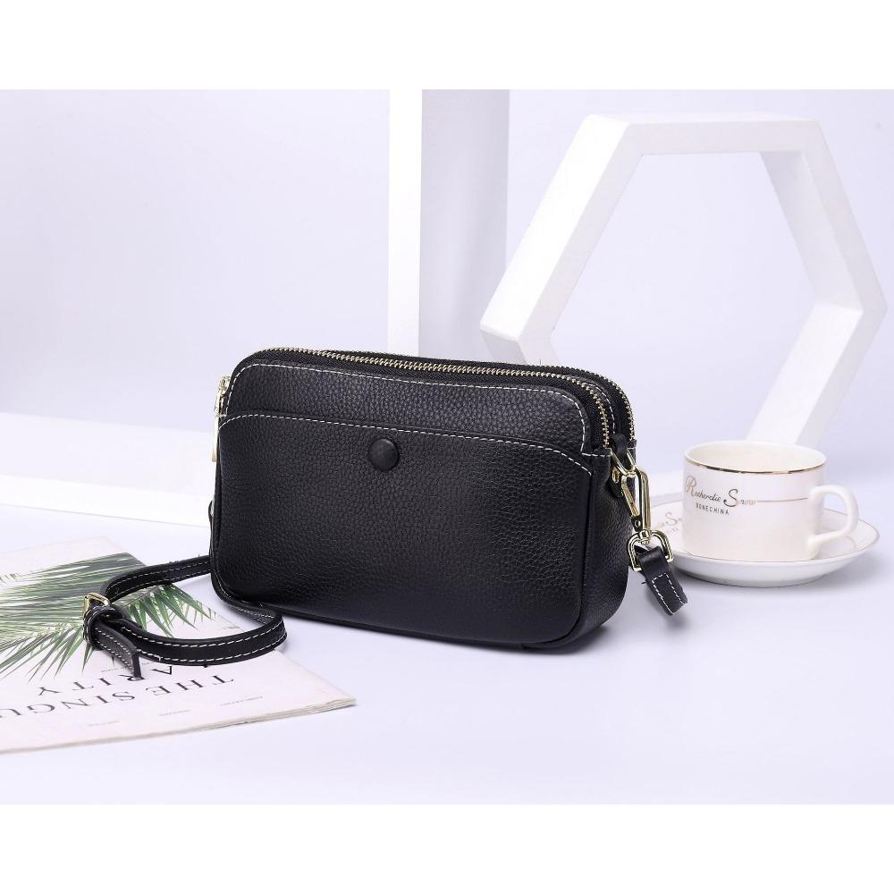 Женская сумка на плечо из коровьей кожи, сумка кроссбоди с несколькими отделениями на молнии, практичная женская сумочка, простая маленькая квадратная сумка