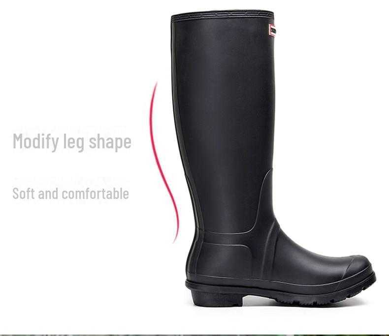 Женские модные высокие водонепроницаемые резиновые сапоги - европейский и американский стиль, толстая подошва, нескользящая, для активного отдыха.