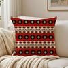 Red Bohemian Style Pillow Case Double-Sided Plush Sofa Cushion Covers Organic Breathable Invisible Zipper