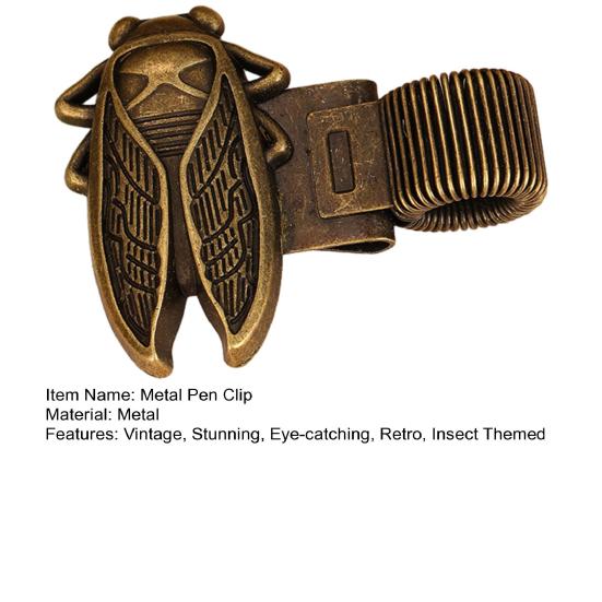 Металлическая ручка на пружине с тематикой насекомых, винтажный металлический зажим для дизайна пчелы/цикады, зажим для блокнотов, дневников, школы