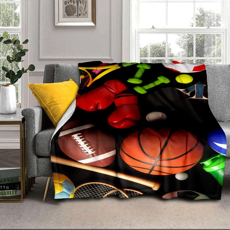 Sports Equipment Collection Blanket Flannel Blanket for bed, sofa, Camping, Hiking, Picnic Essentials, gift for family Fan gifts