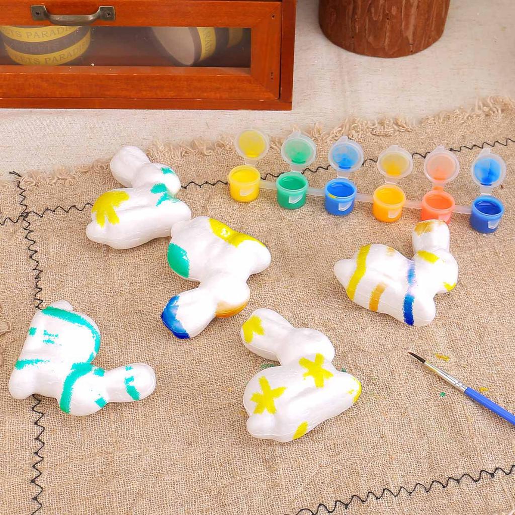 Набор для украшения пасхальных яиц Набор для рисования на Пасху с 6 цветами красок Кисть DIY Пенопластовое яйцо для ручной работы для Пасхи