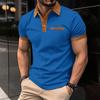 New Men's Polo Shirt with Colour-Blocked Chest Pocket Short-Sleeved Button-Front T-Shirt Top