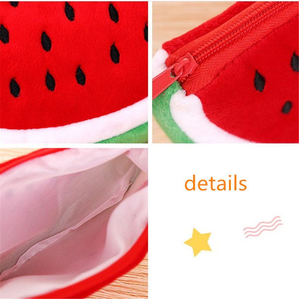 School Pencil Cases Stationery Cartoon Watermelon Plush Pencil Bags